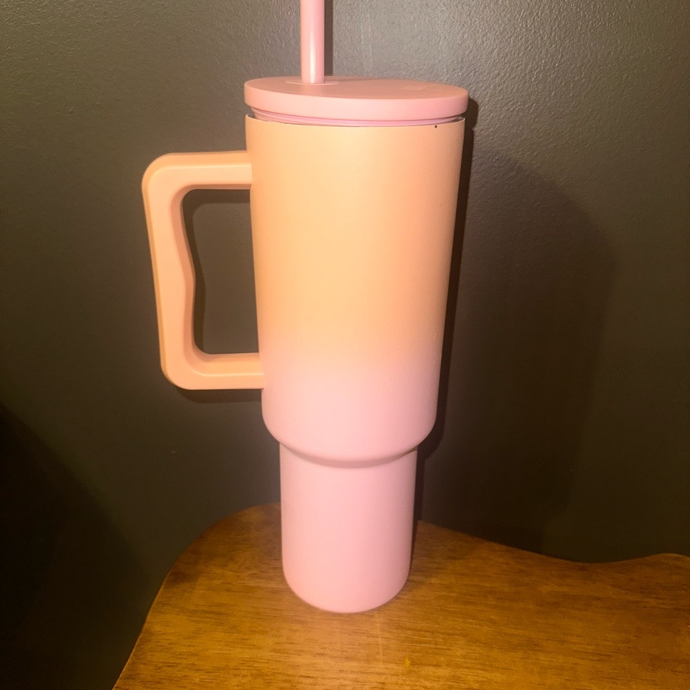 Pink and Orange Gradient Trek Tumbler with Handle